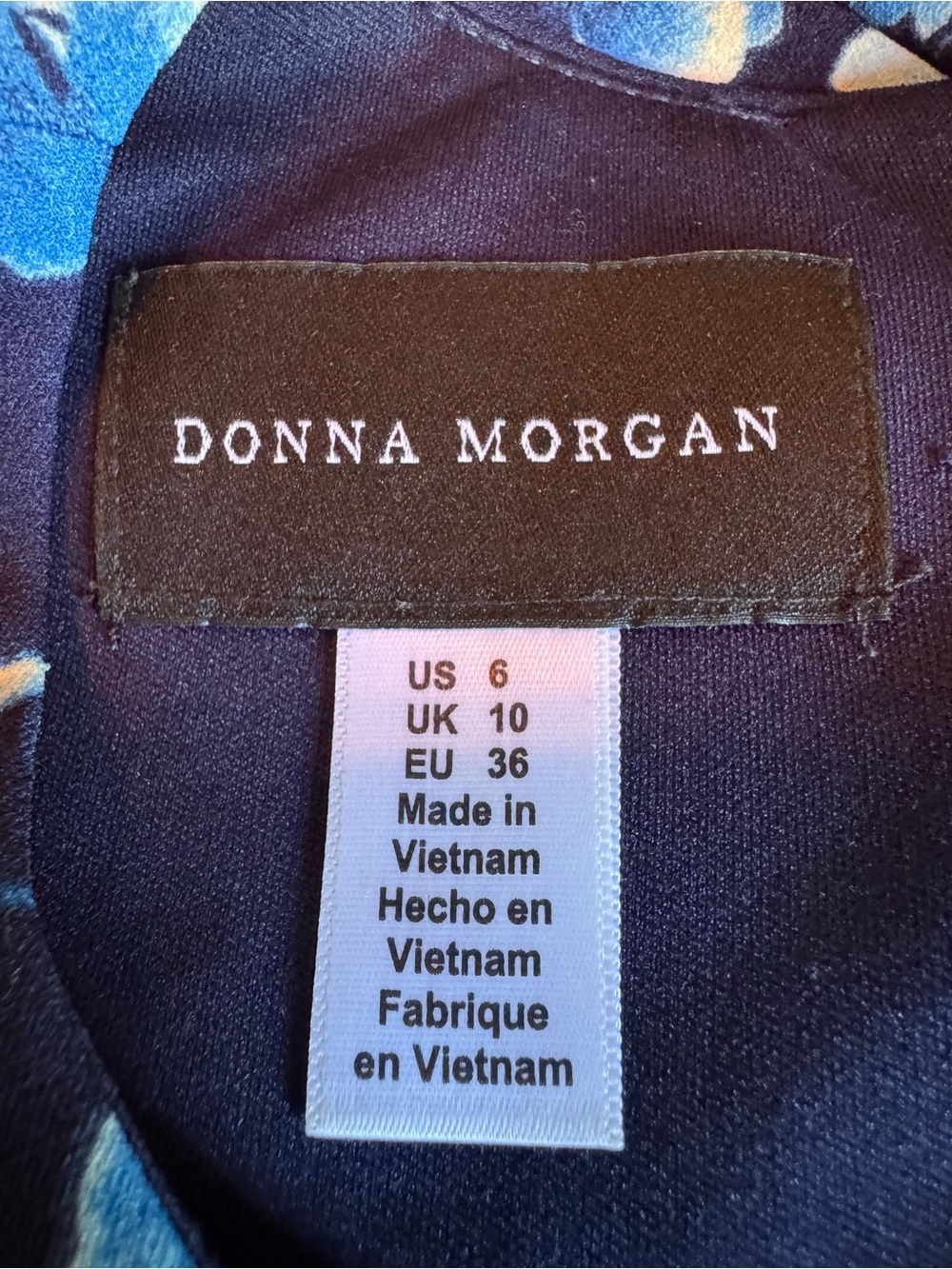 Donna Morgan Navy & Blue Floral Dress Sz 6 EUC - Picture 5 of 6